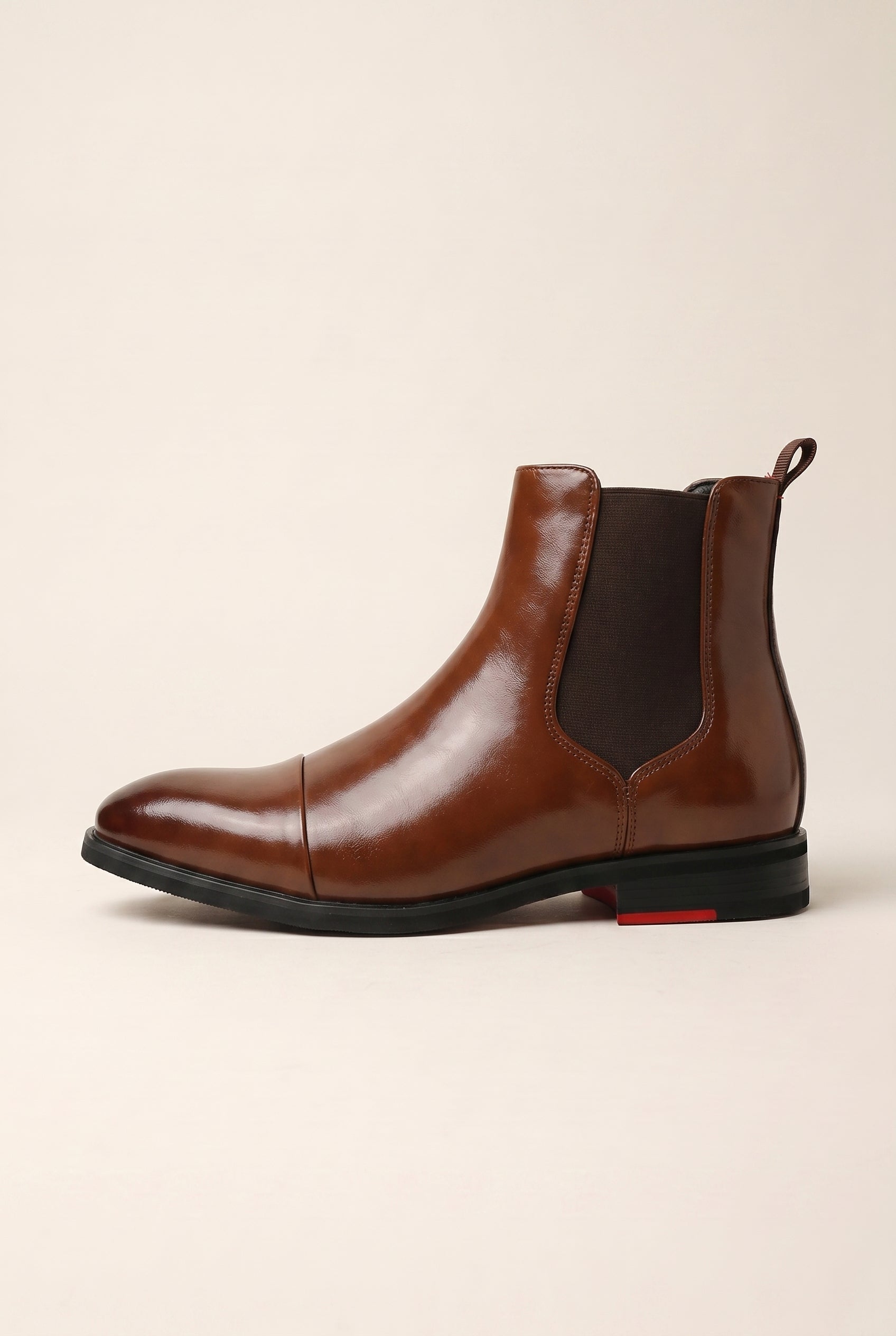Apollo | Men's Leather Chelsea Boots Pointed Toe Red Sole Slip-On Boots