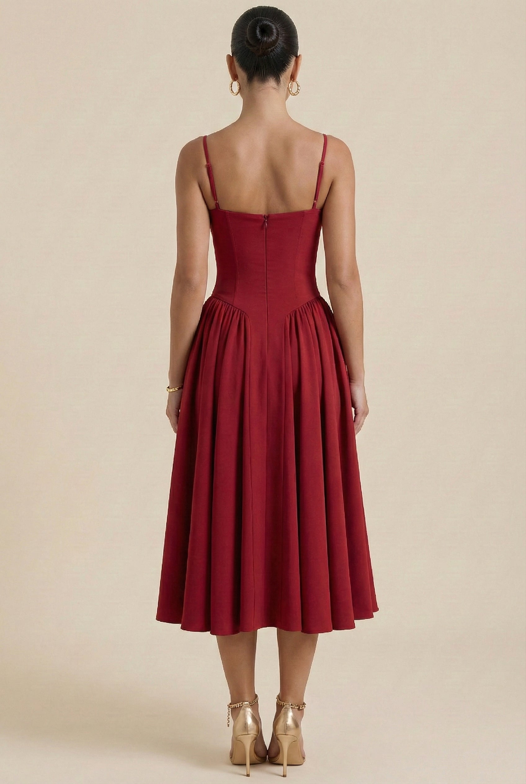 Elegant Wrap Midi Dress – Flattering Corset Detail