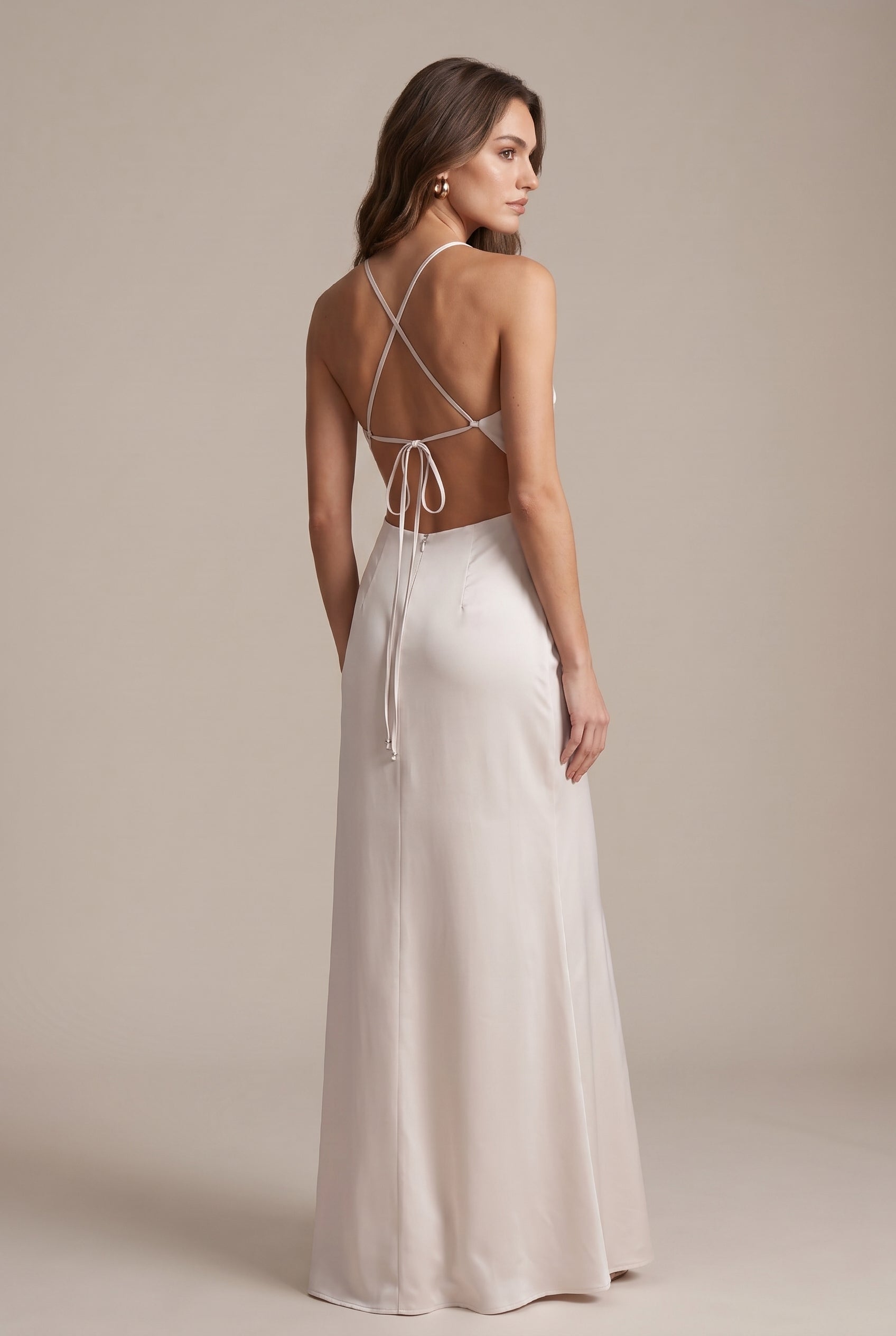 Women's Elegant Backless Bodycon Maxi Dress – Sleeveless Tie-Strap High-Waist Long Slip Dress