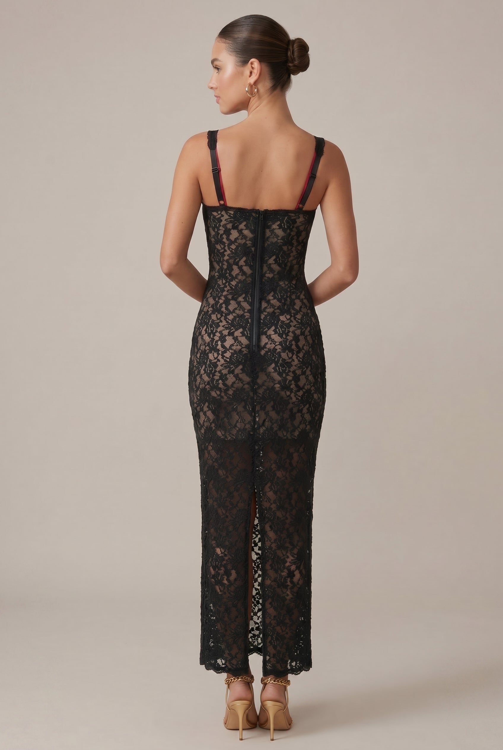 Women's Off-Shoulder Floral Lace Midi Dress – Sleeveless Slim Fit Spliced Bodycon Party Dress Luna Body Co
