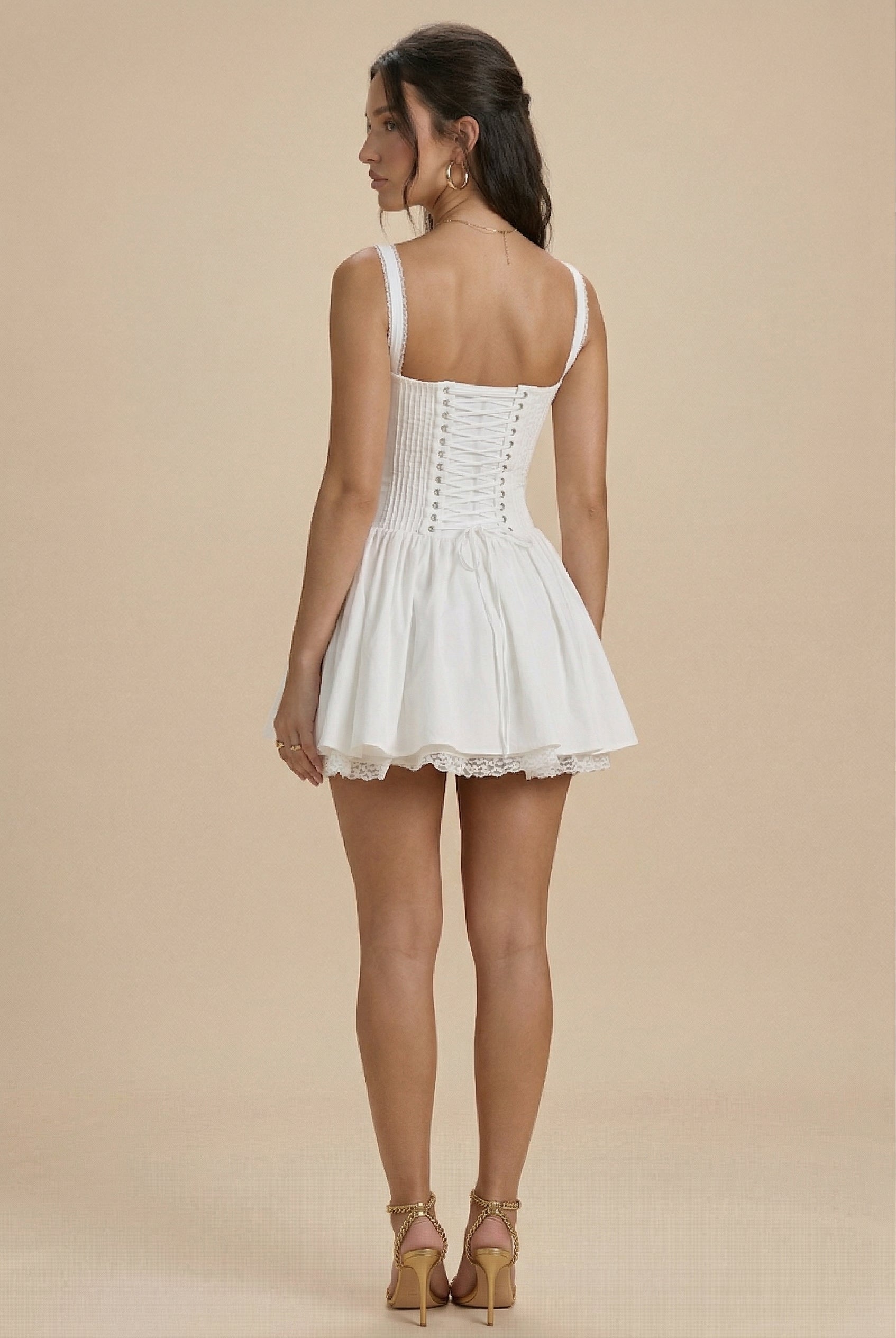 Women's Lace A-Line Dress with Sleeveless Design and Adjustable Fit