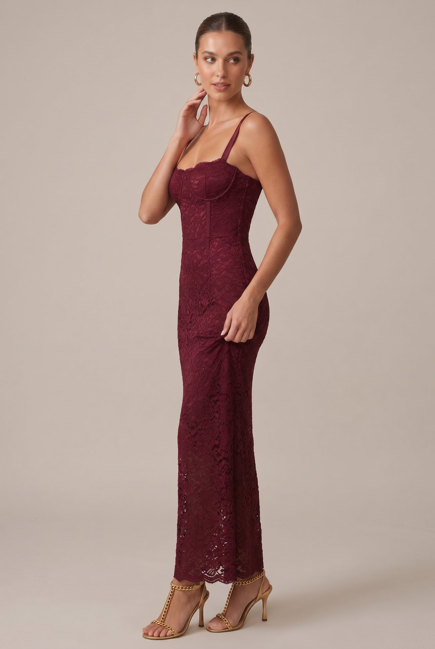 Women's Off-Shoulder Floral Lace Midi Dress – Sleeveless Slim Fit Spliced Bodycon Party Dress Luna Body Co