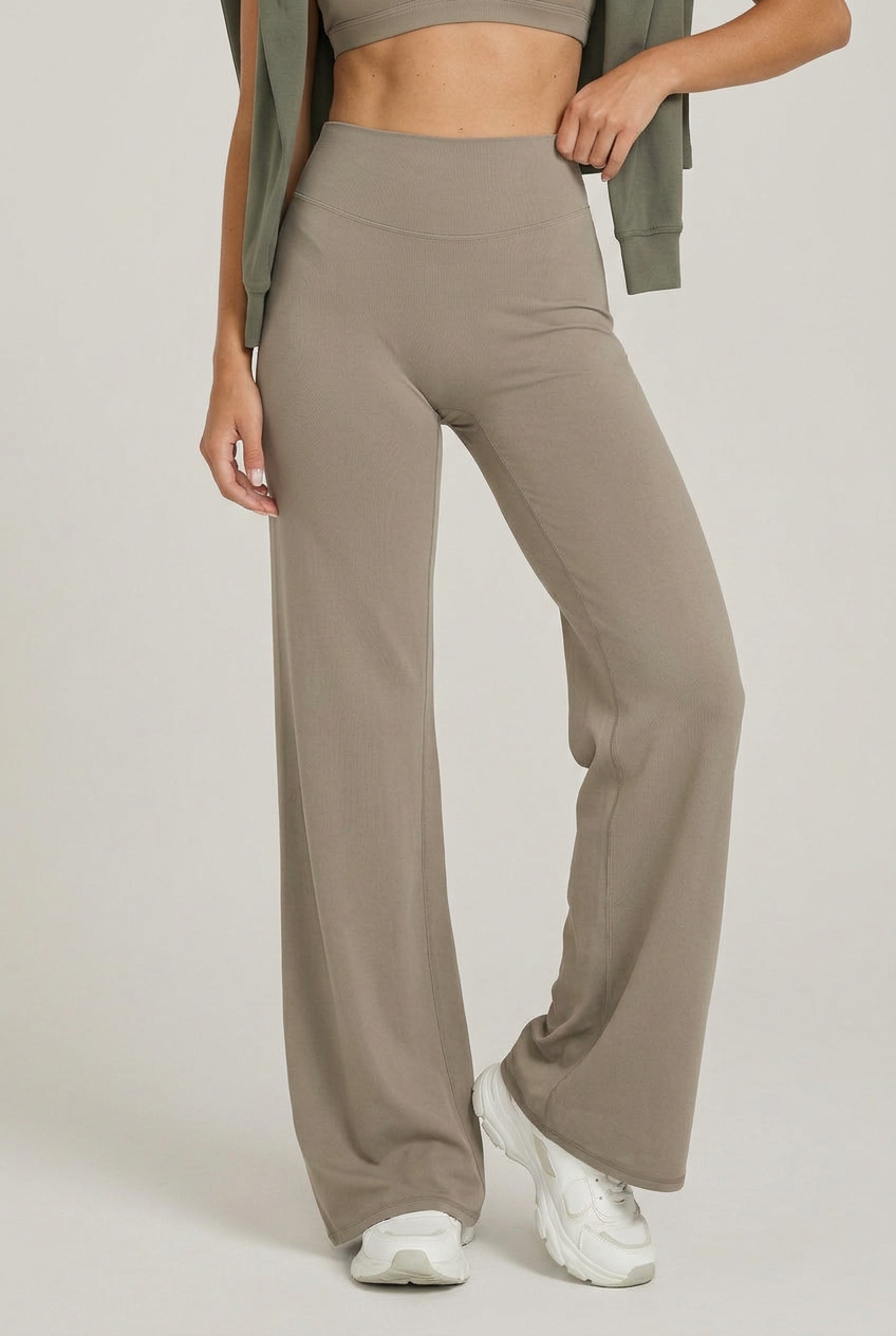 Women's High-Waisted Wide-Leg Yoga Pants – Full-Length Stretch Activewear, Loose Fit Fitness Bottoms