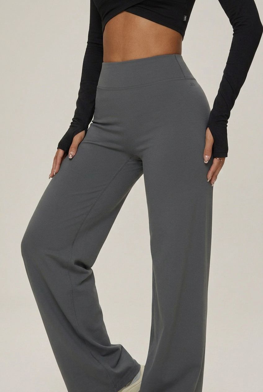 Women's High-Waist Straight-Leg Yoga Pants – Full-Length Slimming Activewear, Butt-Lifting Fitness Bottoms