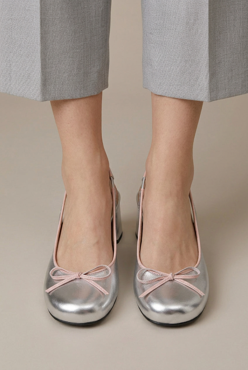 Women's Bow-Detail Mary Jane Shoes – Round Toe, Block Heel, Elastic Slip-On Pumps