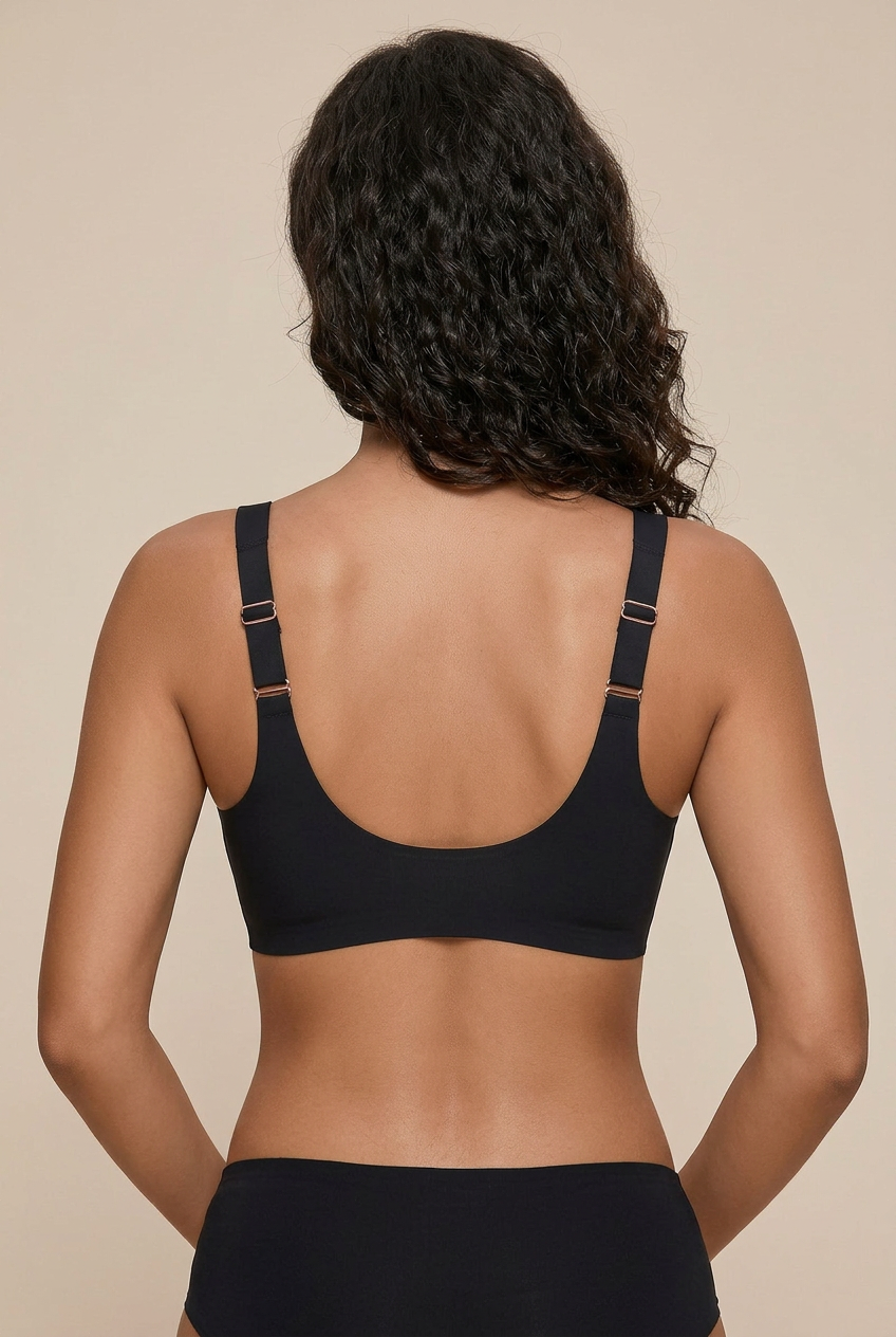 Women’s Seamless Wireless V-Neck Bra – Breathable Mesh, Adjustable Straps, Beauty Back