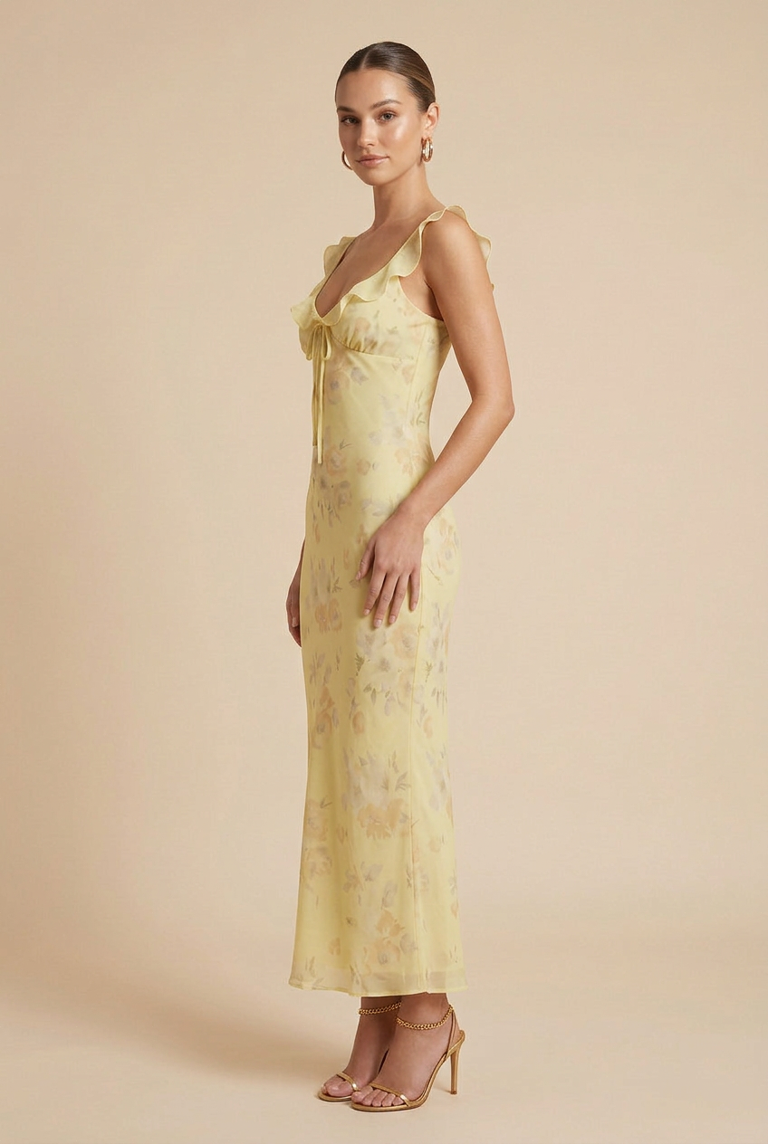 Women’s Floral Maxi Dress – V-Neck Sleeveless High-Waist Strap Sundress