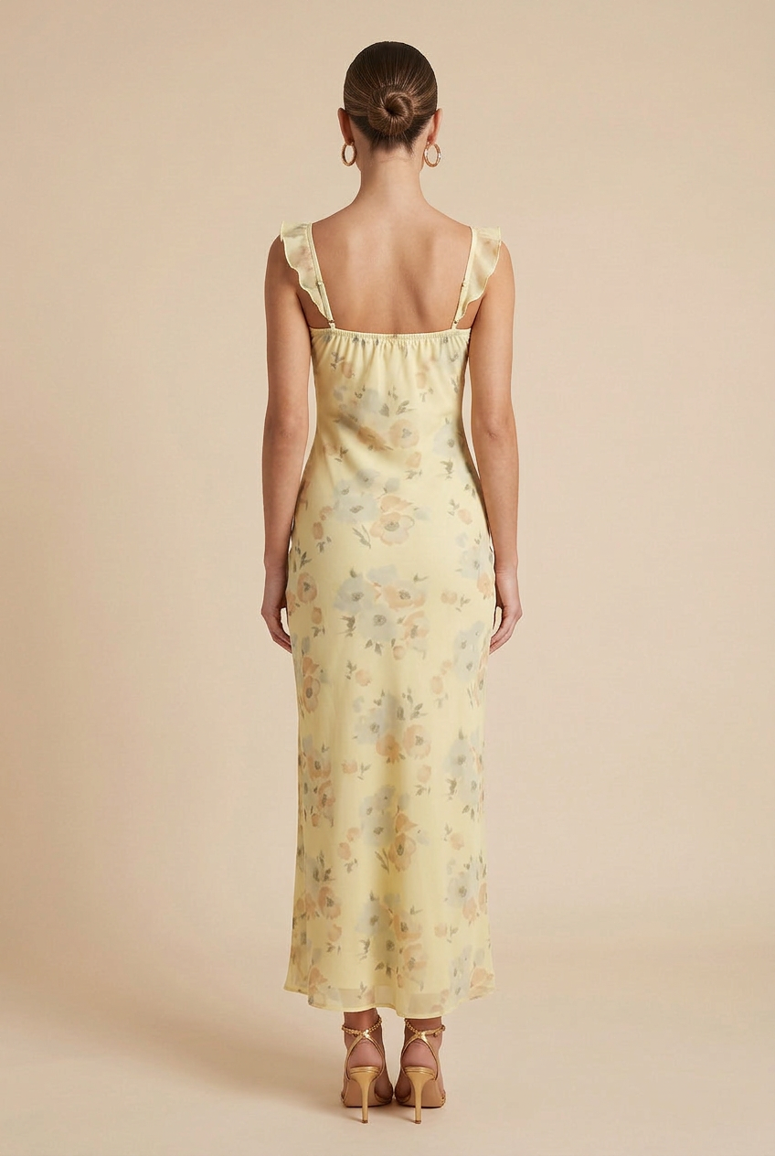 Women’s Floral Maxi Dress – V-Neck Sleeveless High-Waist Strap Sundress