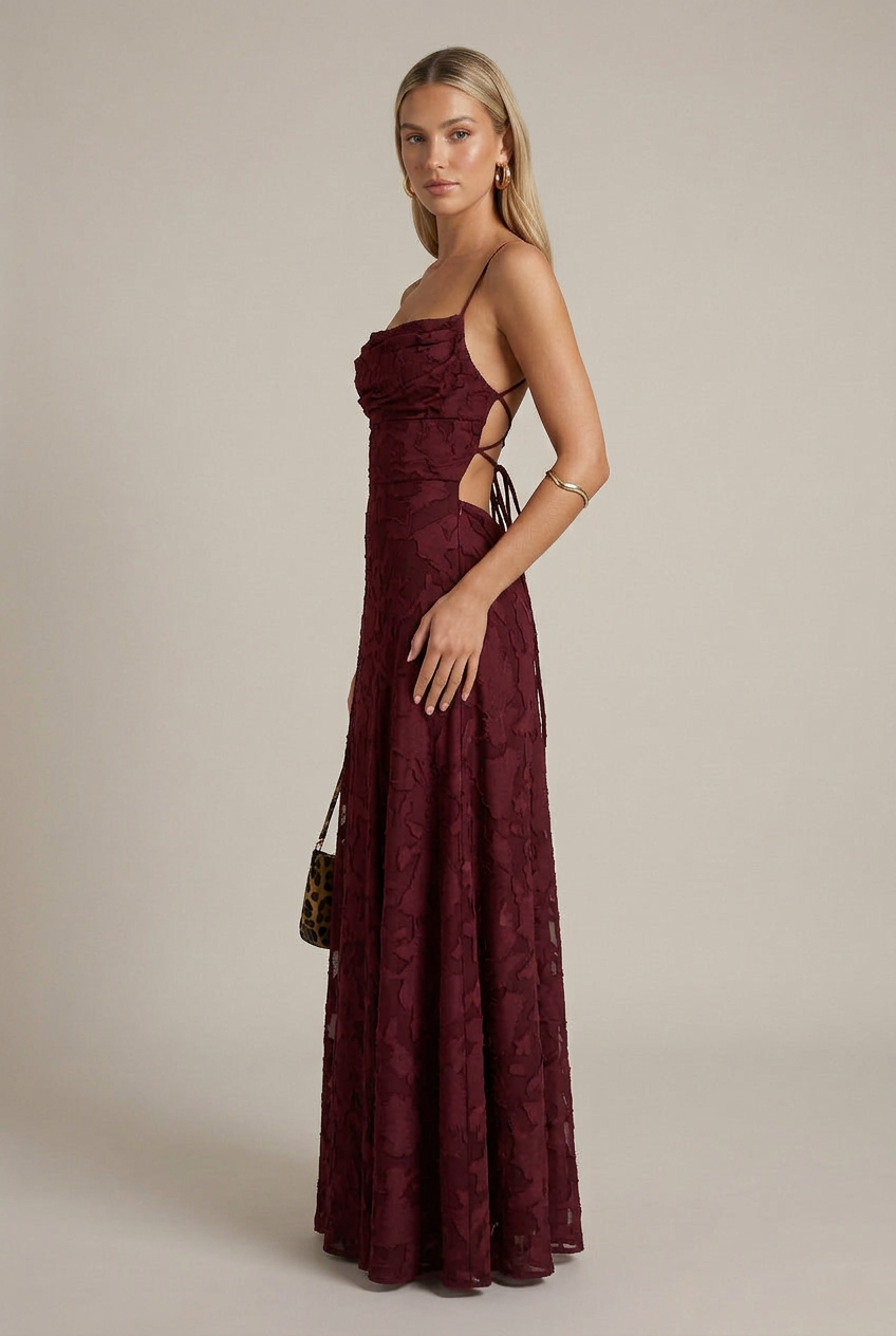 Women's Halter Neck Maxi Dress – Sleeveless A-Line, Mid-Waist, Geometric Print Summer Long Dress
