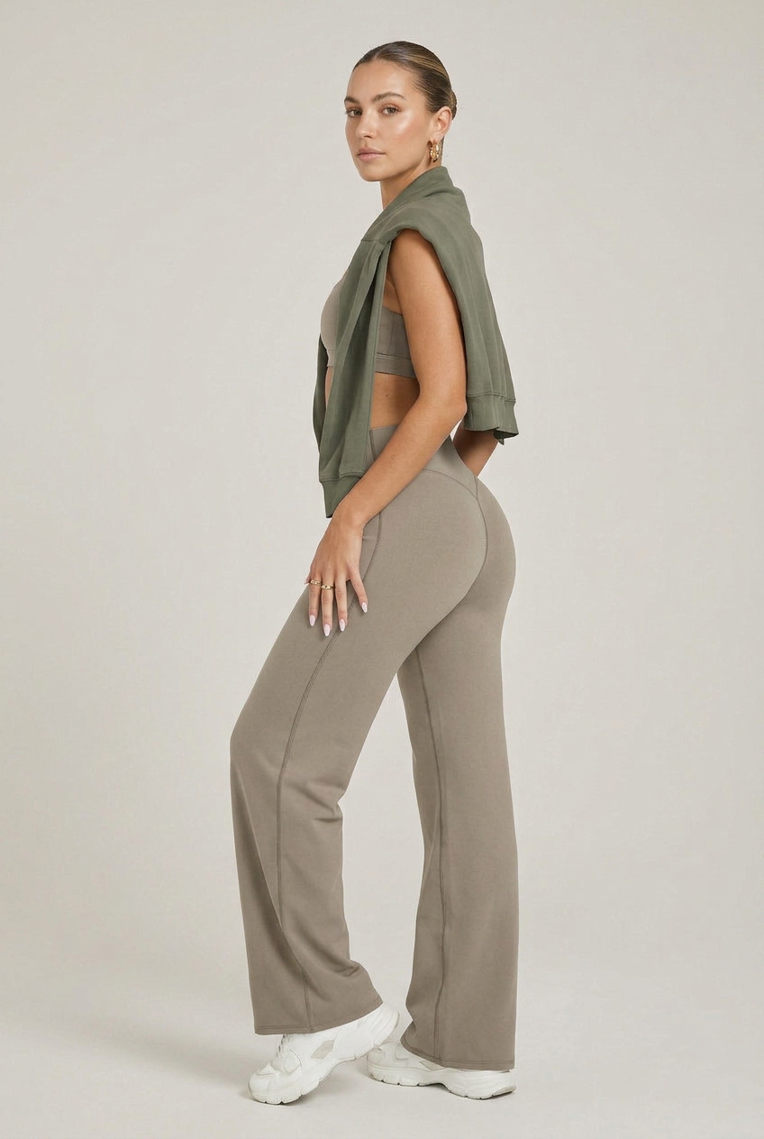 Women's High-Waisted Wide-Leg Yoga Pants – Full-Length Stretch Activewear, Loose Fit Fitness Bottoms