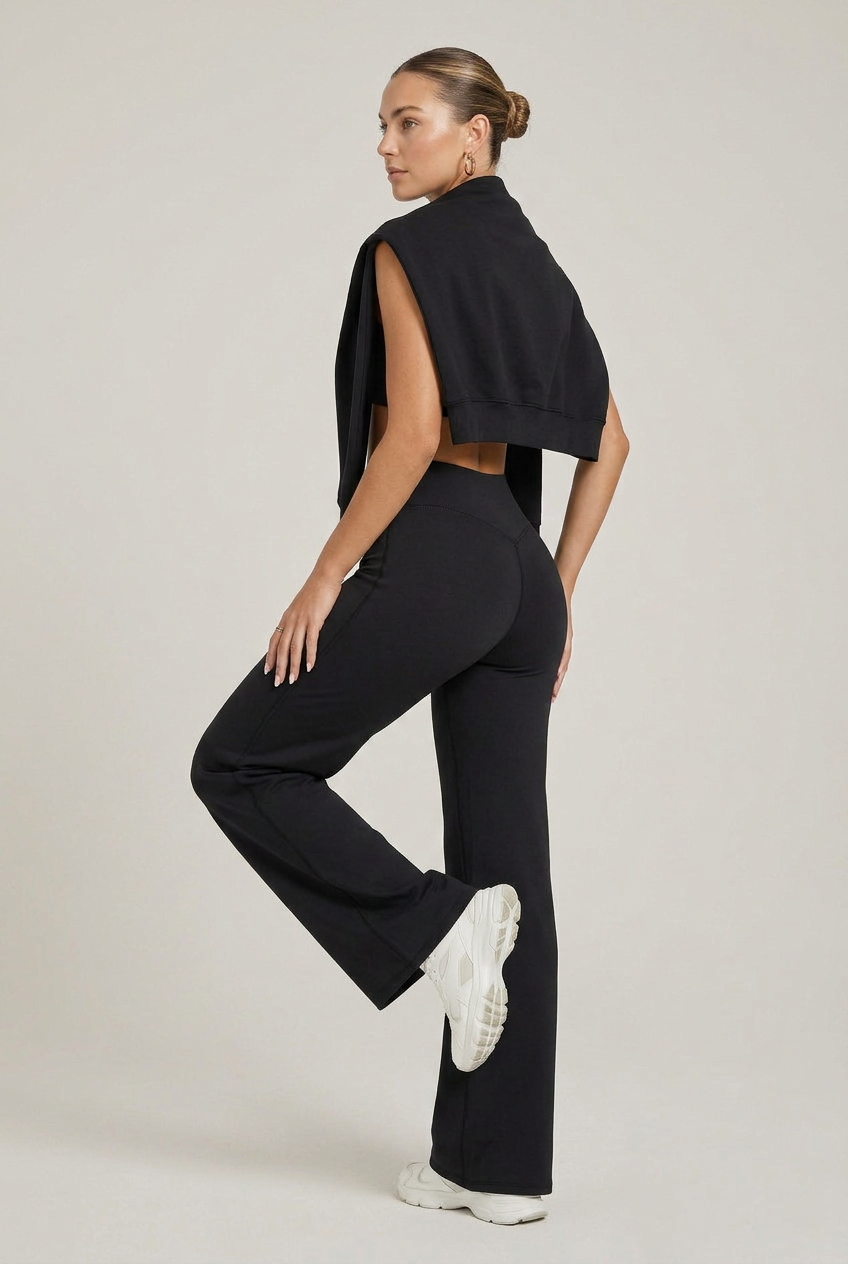 Women's High-Waisted Wide-Leg Yoga Pants – Full-Length Stretch Activewear, Loose Fit Fitness Bottoms