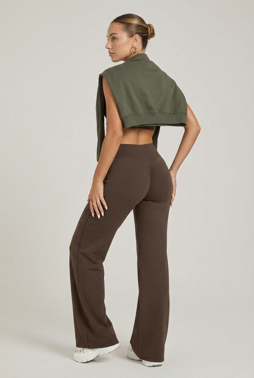 Women's High-Waisted Wide-Leg Yoga Pants – Full-Length Stretch Activewear, Loose Fit Fitness Bottoms