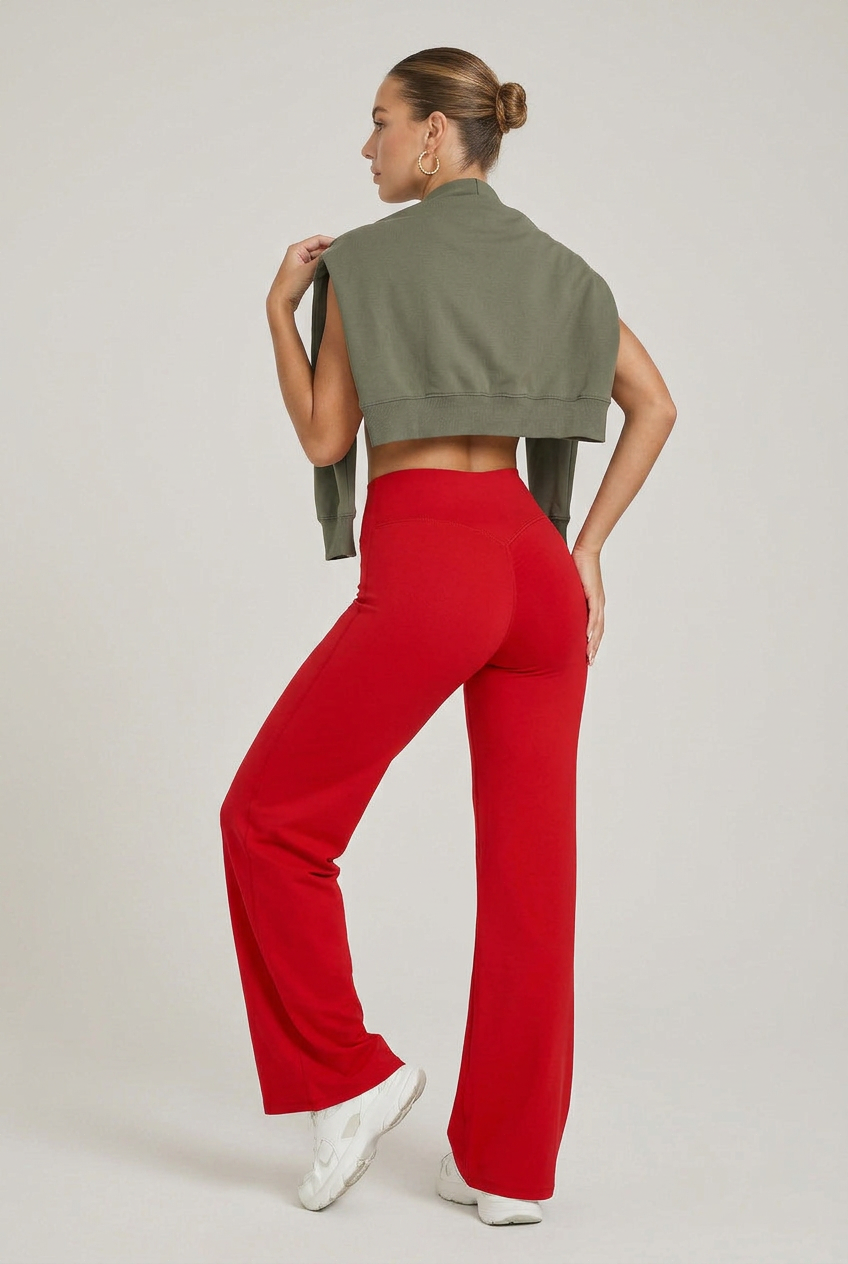 Women's High-Waisted Wide-Leg Yoga Pants – Full-Length Stretch Activewear, Loose Fit Fitness Bottoms