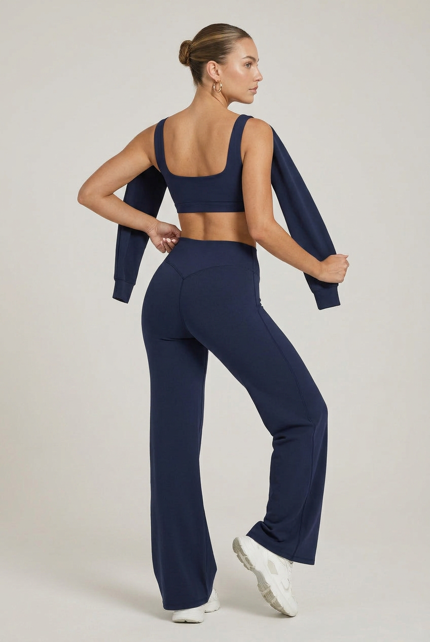 Women's High-Waisted Wide-Leg Yoga Pants – Full-Length Stretch Activewear, Loose Fit Fitness Bottoms