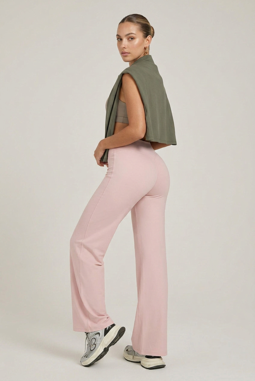 Women's High-Waisted Wide-Leg Yoga Pants – Full-Length Stretch Activewear, Loose Fit Fitness Bottoms