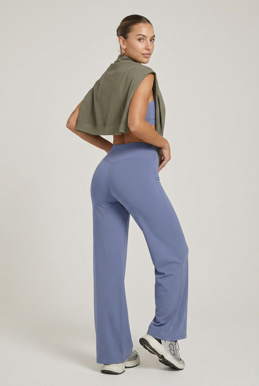 Women's High-Waisted Wide-Leg Yoga Pants – Full-Length Stretch Activewear, Loose Fit Fitness Bottoms