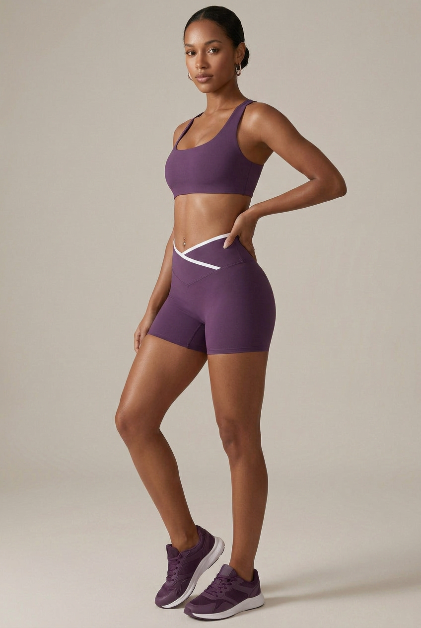 Women's Quick-Dry Yoga Workout Shorts – V-Waist Cross-Back, Butt-Lifting Moisture-Wicking Activewear