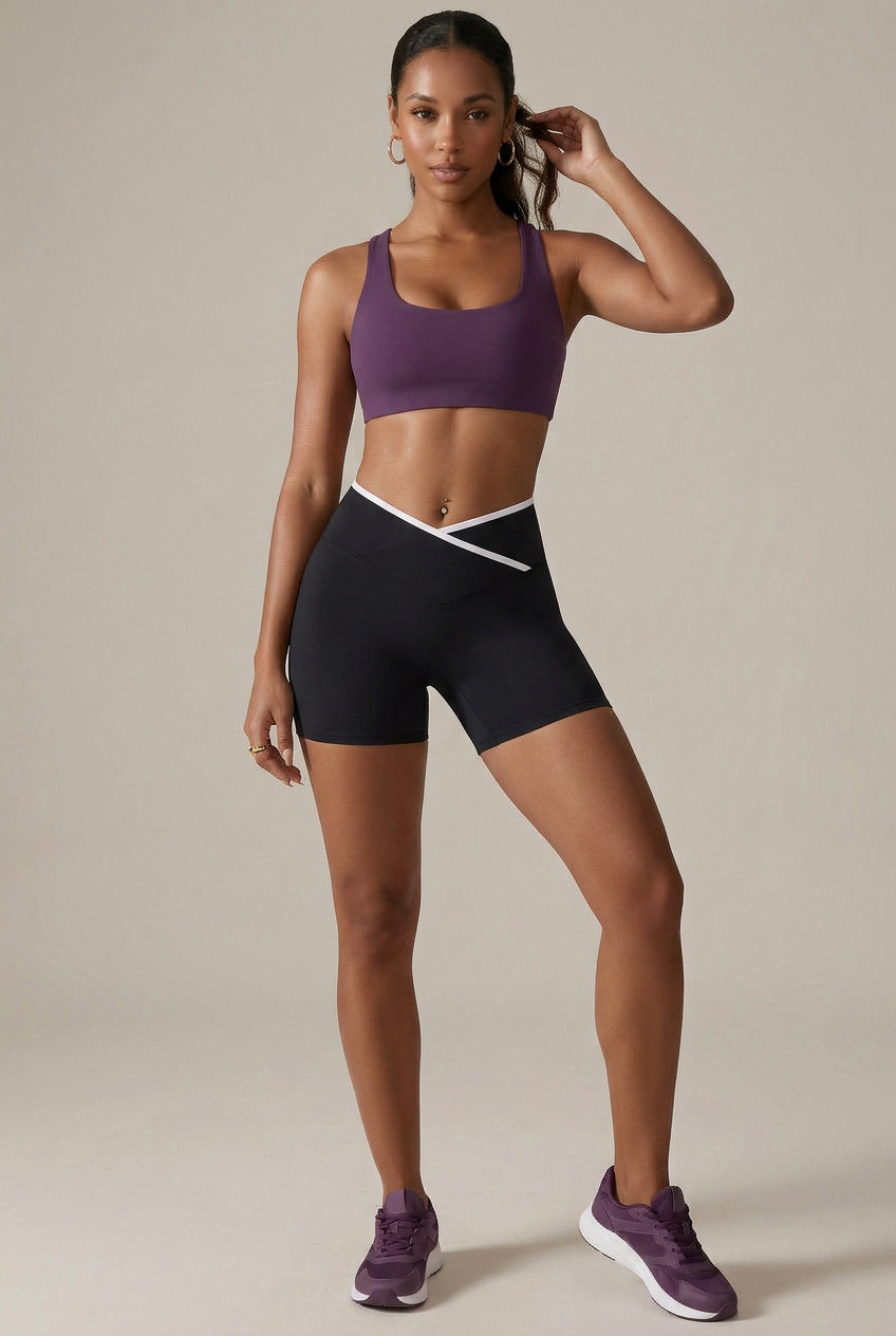 Women's Quick-Dry Yoga Workout Shorts – V-Waist Cross-Back, Butt-Lifting Moisture-Wicking Activewear