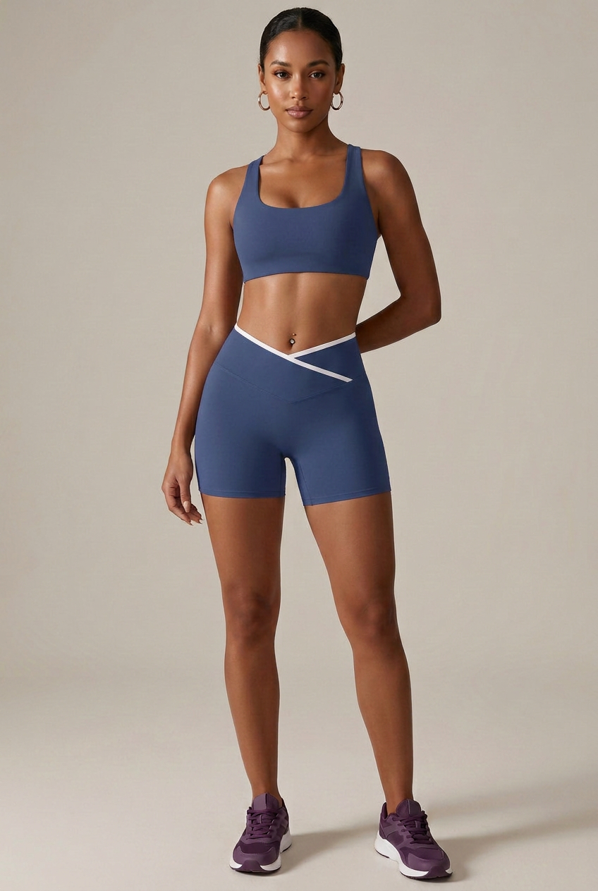 Women's Quick-Dry Yoga Workout Shorts – V-Waist Cross-Back, Butt-Lifting Moisture-Wicking Activewear