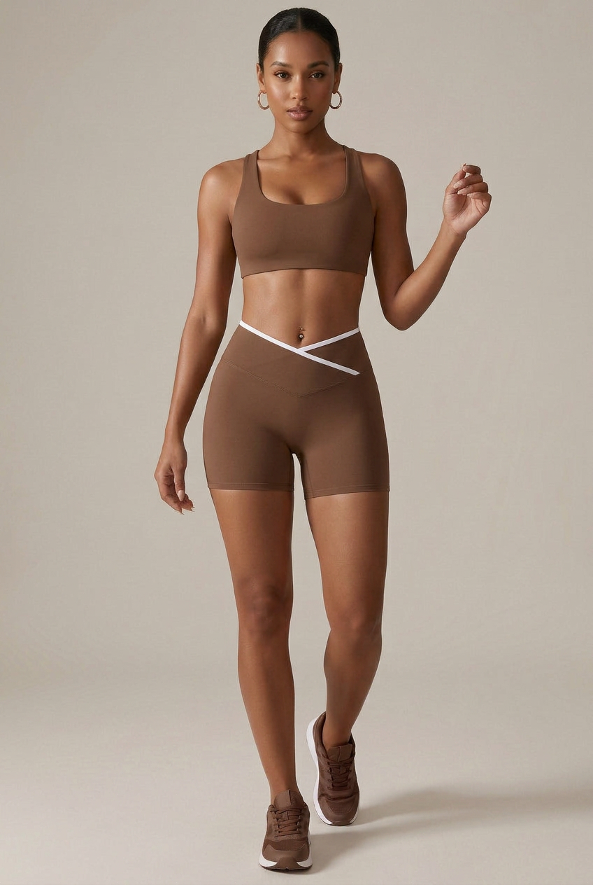 Women's Quick-Dry Yoga Workout Shorts – V-Waist Cross-Back, Butt-Lifting Moisture-Wicking Activewear