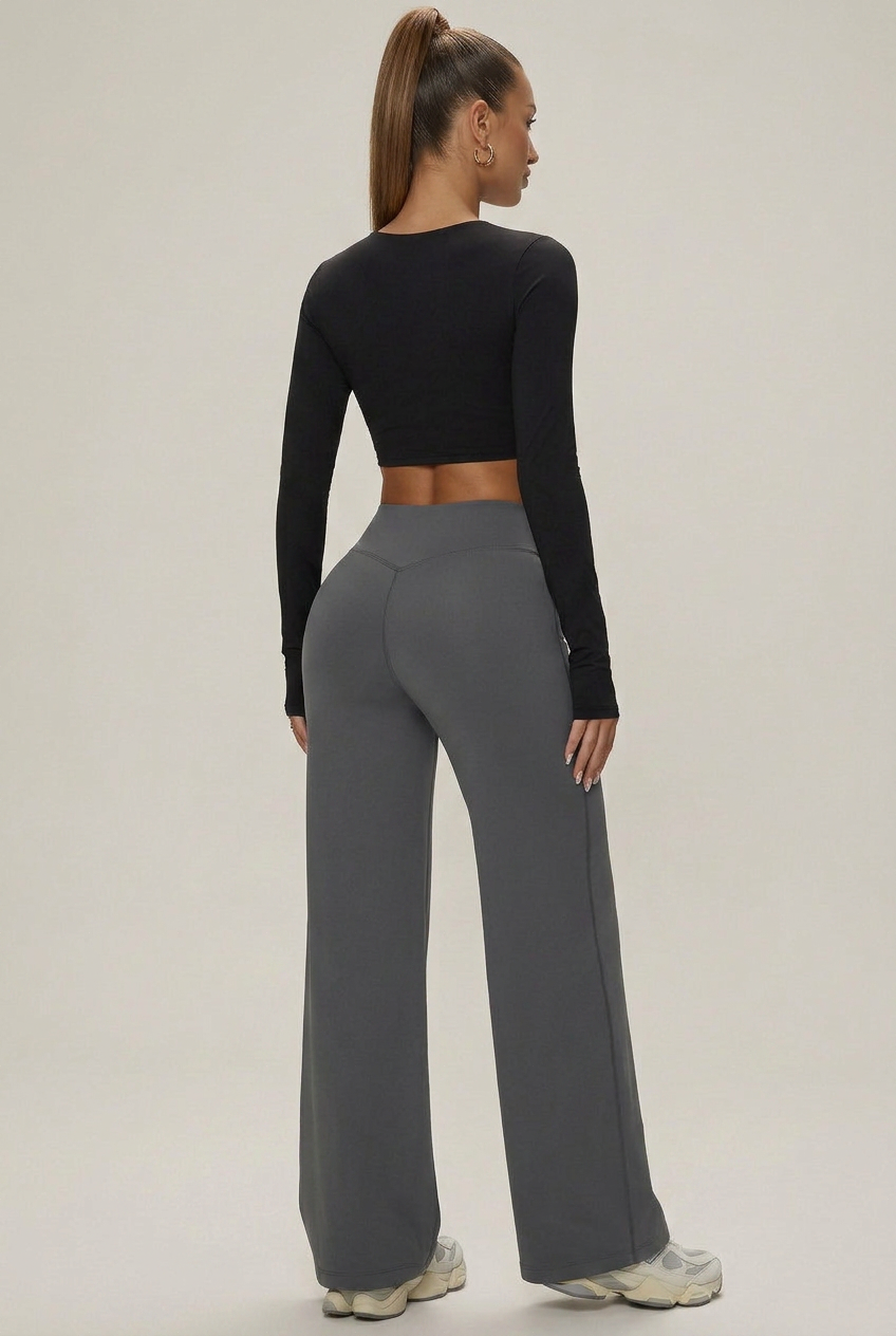 Women's High-Waist Straight-Leg Yoga Pants – Full-Length Slimming Activewear, Butt-Lifting Fitness Bottoms
