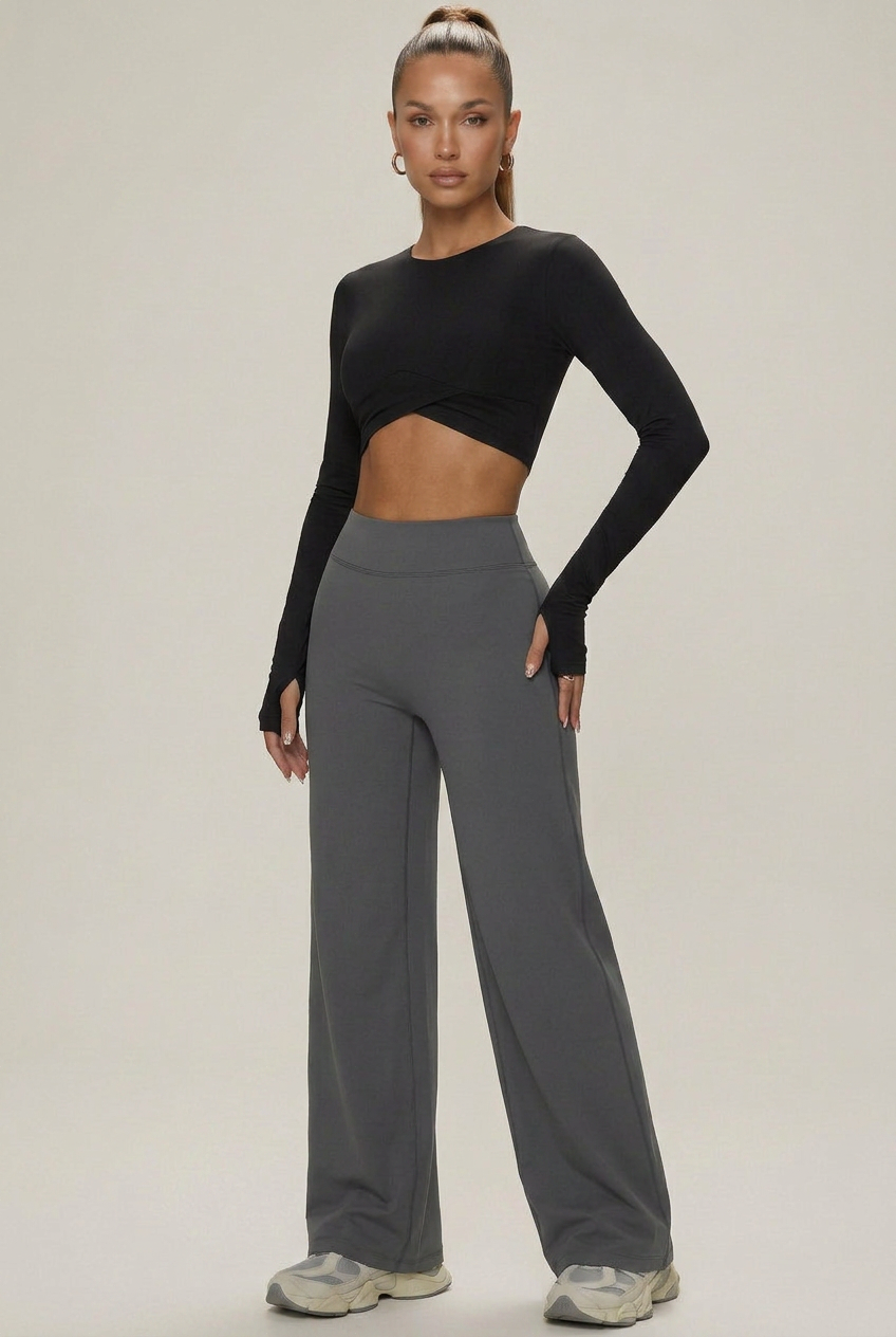 Women's High-Waist Straight-Leg Yoga Pants – Full-Length Slimming Activewear, Butt-Lifting Fitness Bottoms