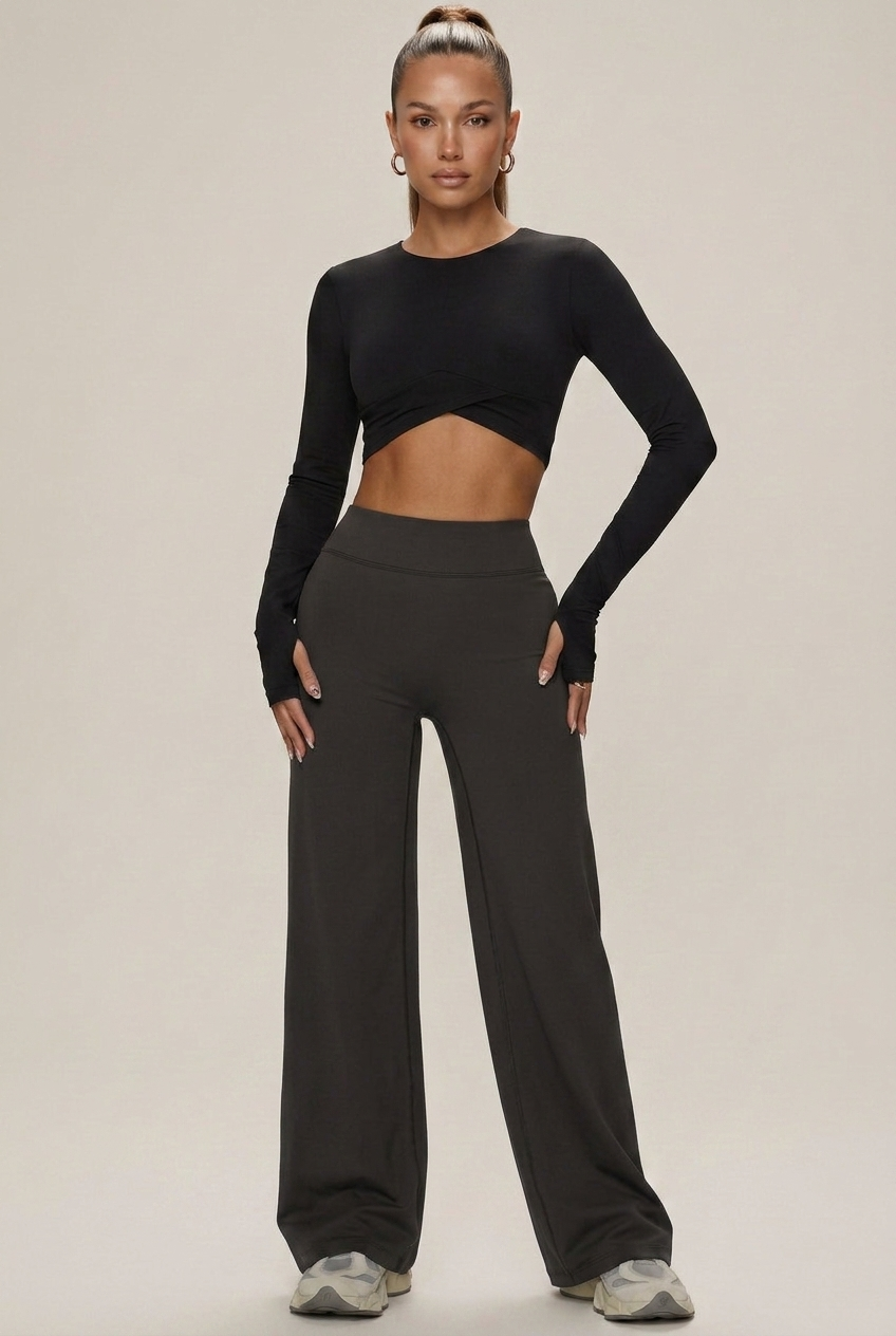 Women's High-Waist Straight-Leg Yoga Pants – Full-Length Slimming Activewear, Butt-Lifting Fitness Bottoms