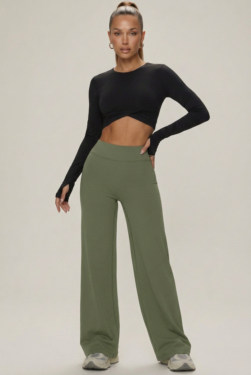 Women's High-Waist Straight-Leg Yoga Pants – Full-Length Slimming Activewear, Butt-Lifting Fitness Bottoms