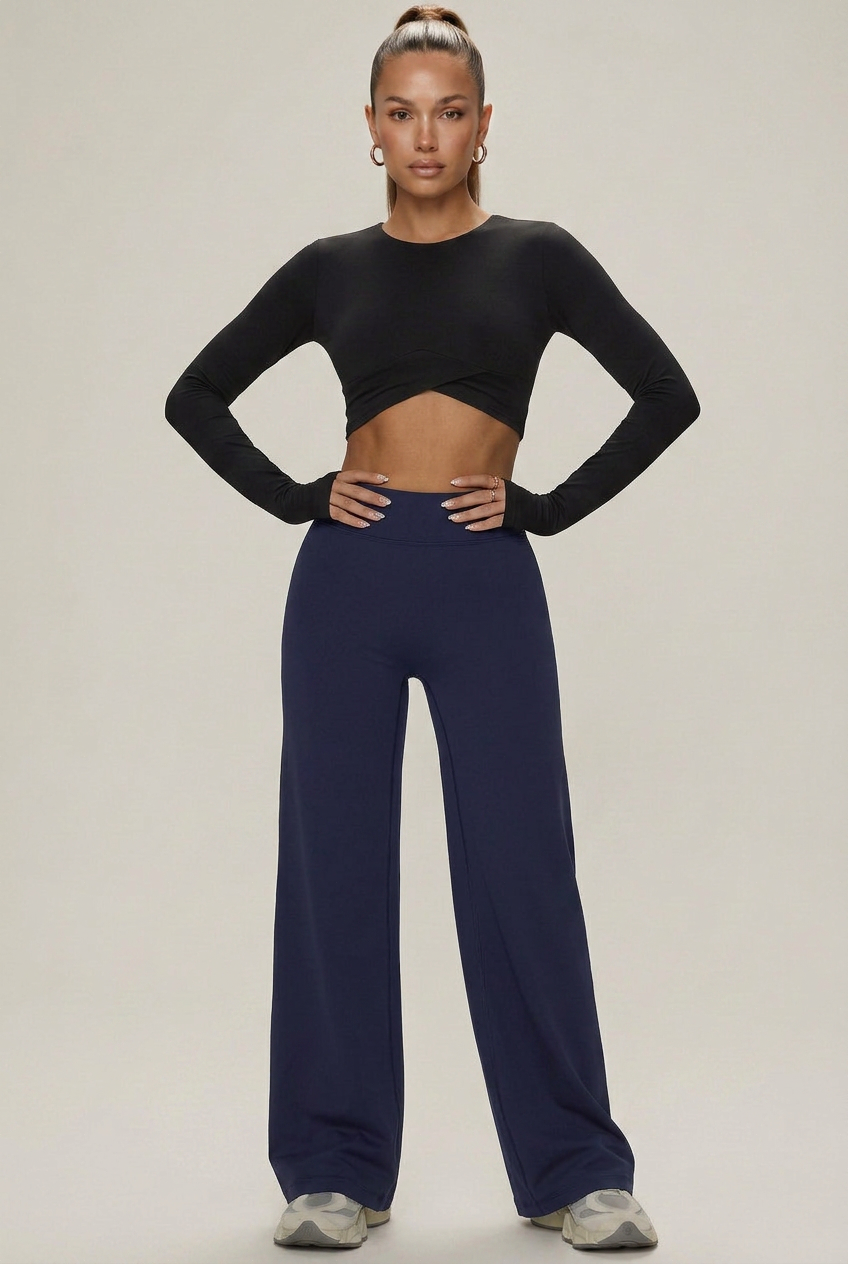 Women's High-Waist Straight-Leg Yoga Pants – Full-Length Slimming Activewear, Butt-Lifting Fitness Bottoms