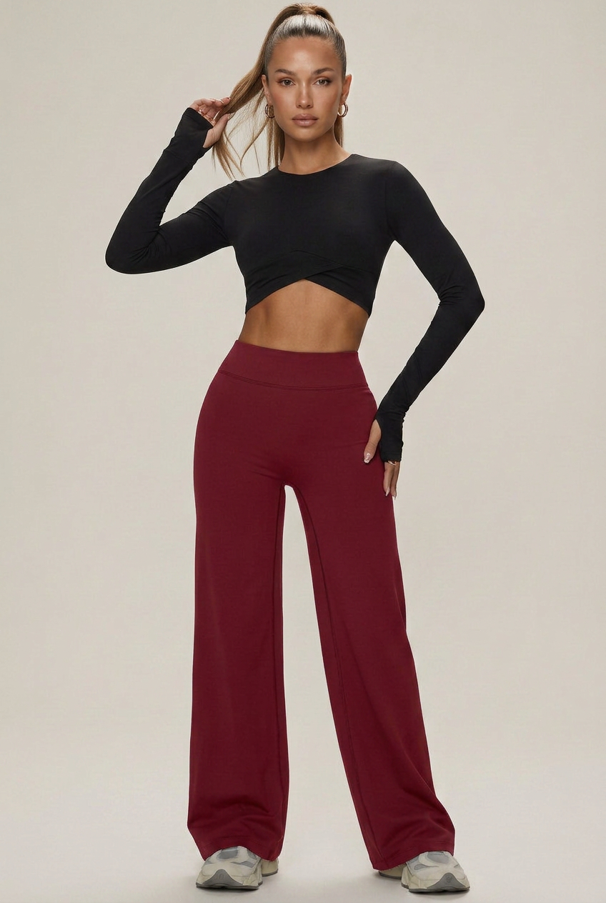 Women's High-Waist Straight-Leg Yoga Pants – Full-Length Slimming Activewear, Butt-Lifting Fitness Bottoms