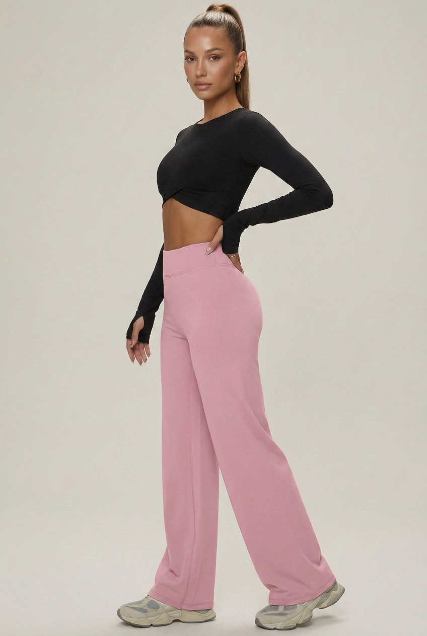 Women's High-Waist Straight-Leg Yoga Pants – Full-Length Slimming Activewear, Butt-Lifting Fitness Bottoms
