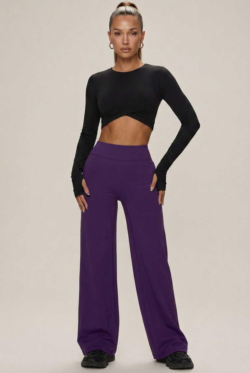 Women's High-Waist Straight-Leg Yoga Pants – Full-Length Slimming Activewear, Butt-Lifting Fitness Bottoms