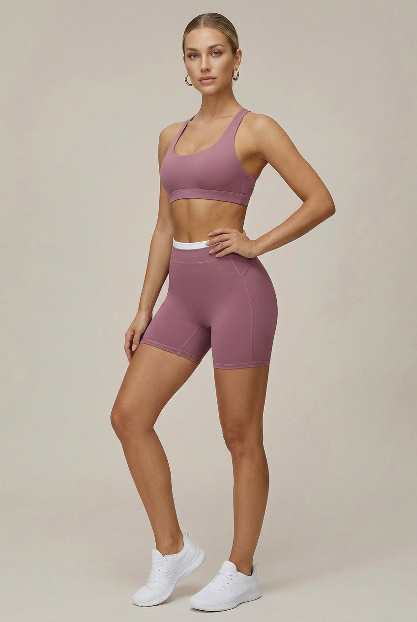 Women's High-Waist Yoga Shorts – Moisture-Wicking Contrast Design, Tummy Control Fitness Activewear