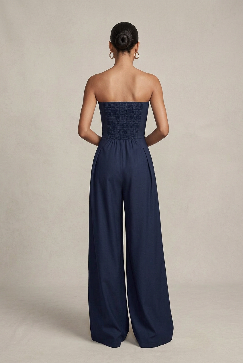 Women's Backless Sleeveless Jumpsuit – Elegant Slim-Fit, Elastic Waist, Straight-Leg Polyester