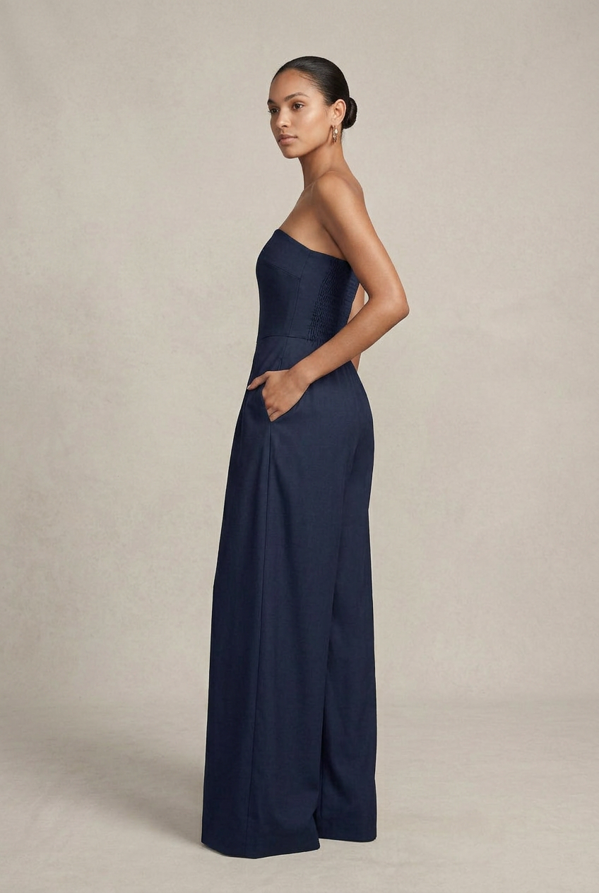 Women's Backless Sleeveless Jumpsuit – Elegant Slim-Fit, Elastic Waist, Straight-Leg Polyester