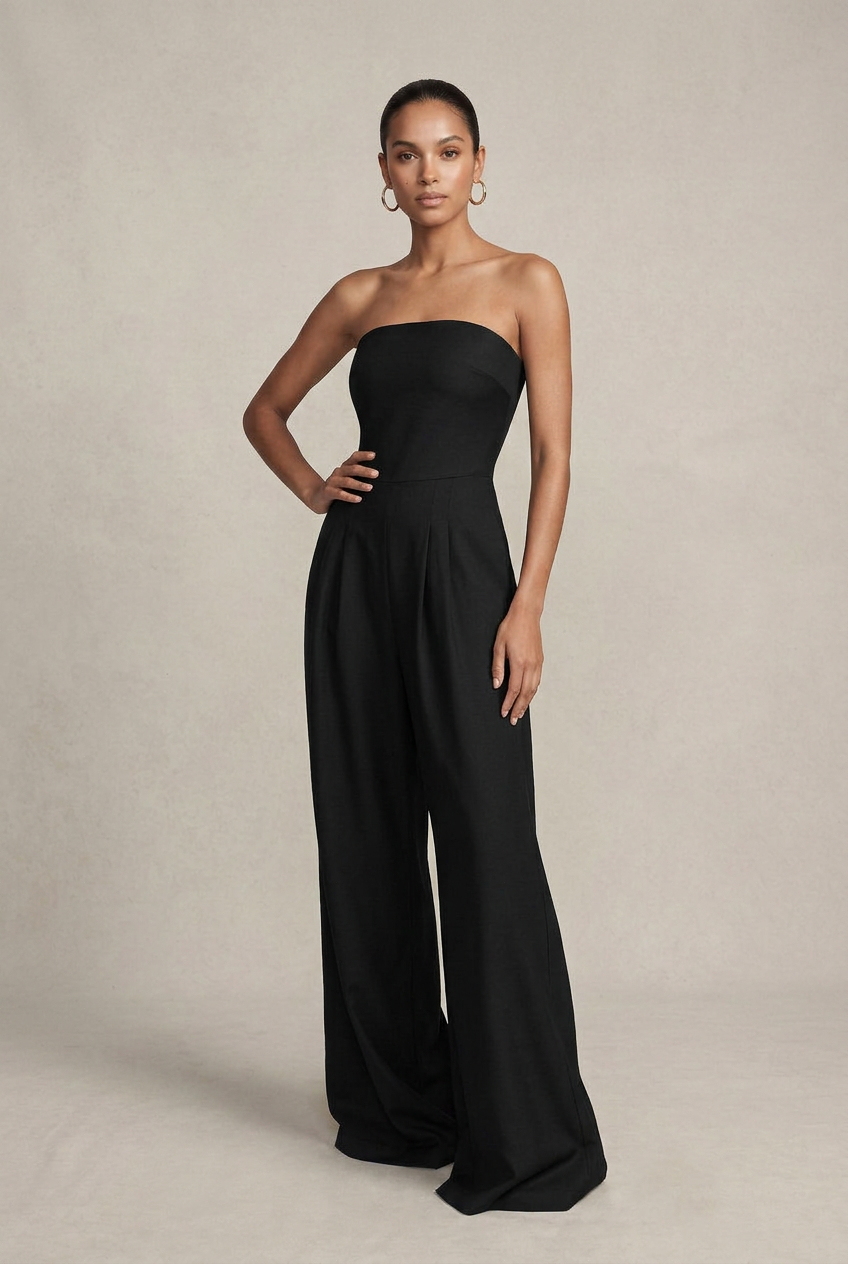 Women's Backless Sleeveless Jumpsuit – Elegant Slim-Fit, Elastic Waist, Straight-Leg Polyester