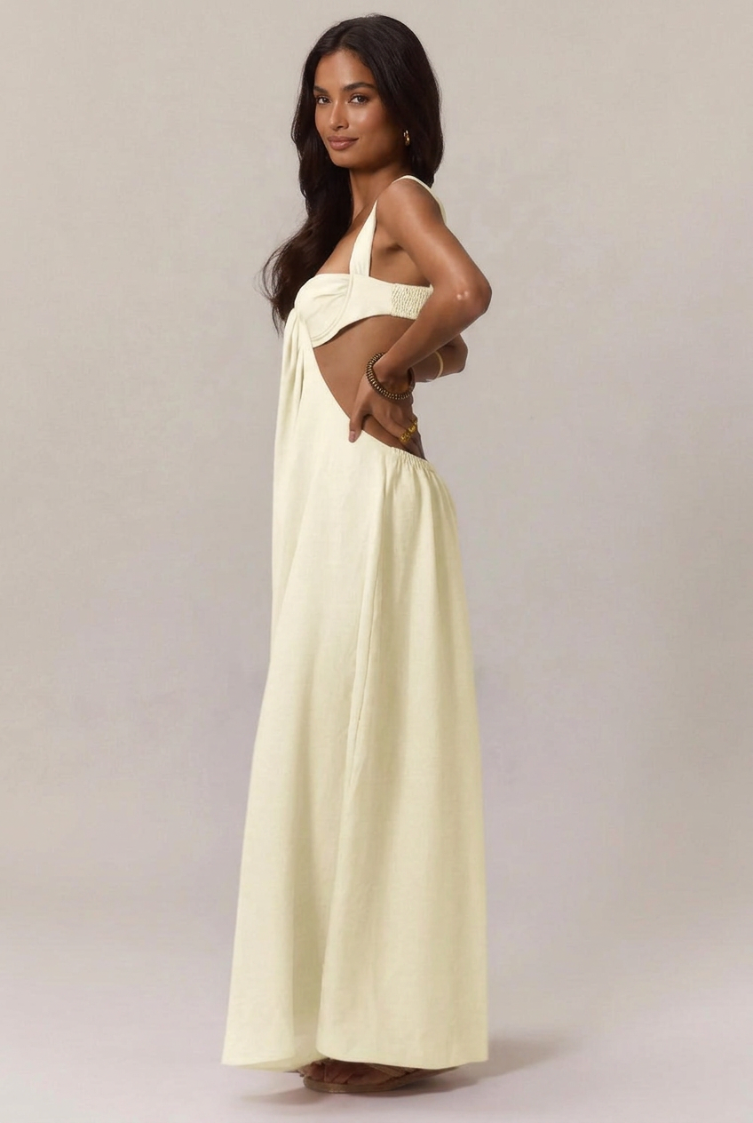 Women's Lace-Up Strap Jumpsuit – High-Waist Loose Fit, Sleeveless Ice Silk Full-Length Summer Jumpsuit