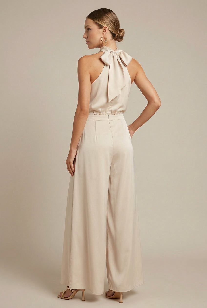 Women’s Off-Shoulder High-Waist Jumpsuit – Wide-Leg Pants, Strapless Chic, Summer Casual