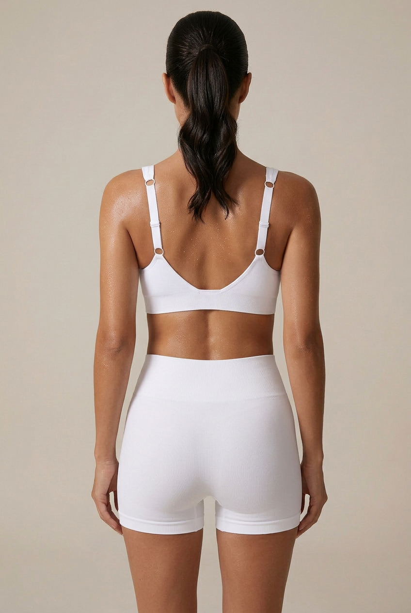 Women's Milk Silk Sports Bra – 3/4 Cup, Double Shoulder Straps, Seamless Push-Up Wireless Bralette