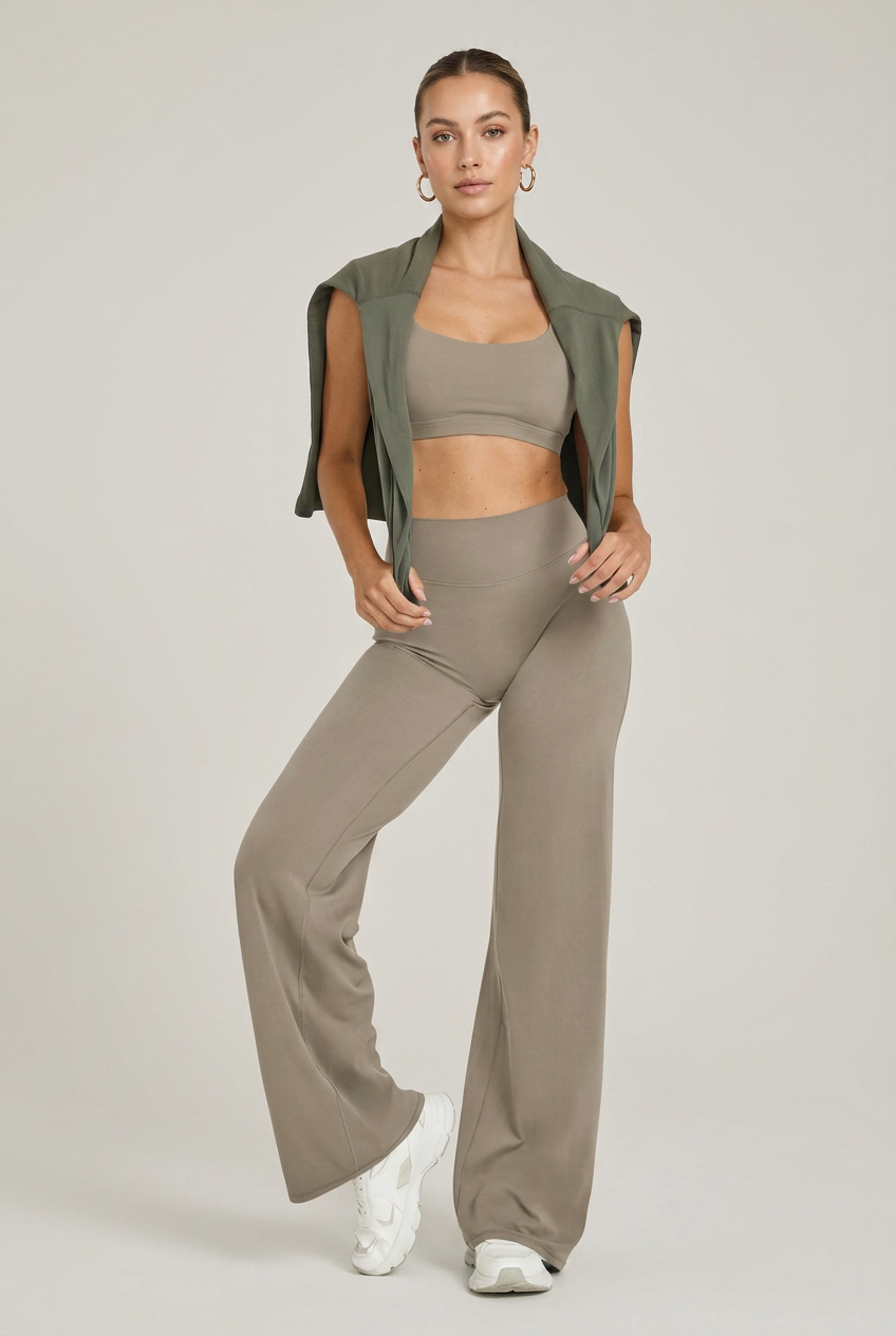 Women's High-Waisted Wide-Leg Yoga Pants – Full-Length Stretch Activewear, Loose Fit Fitness Bottoms