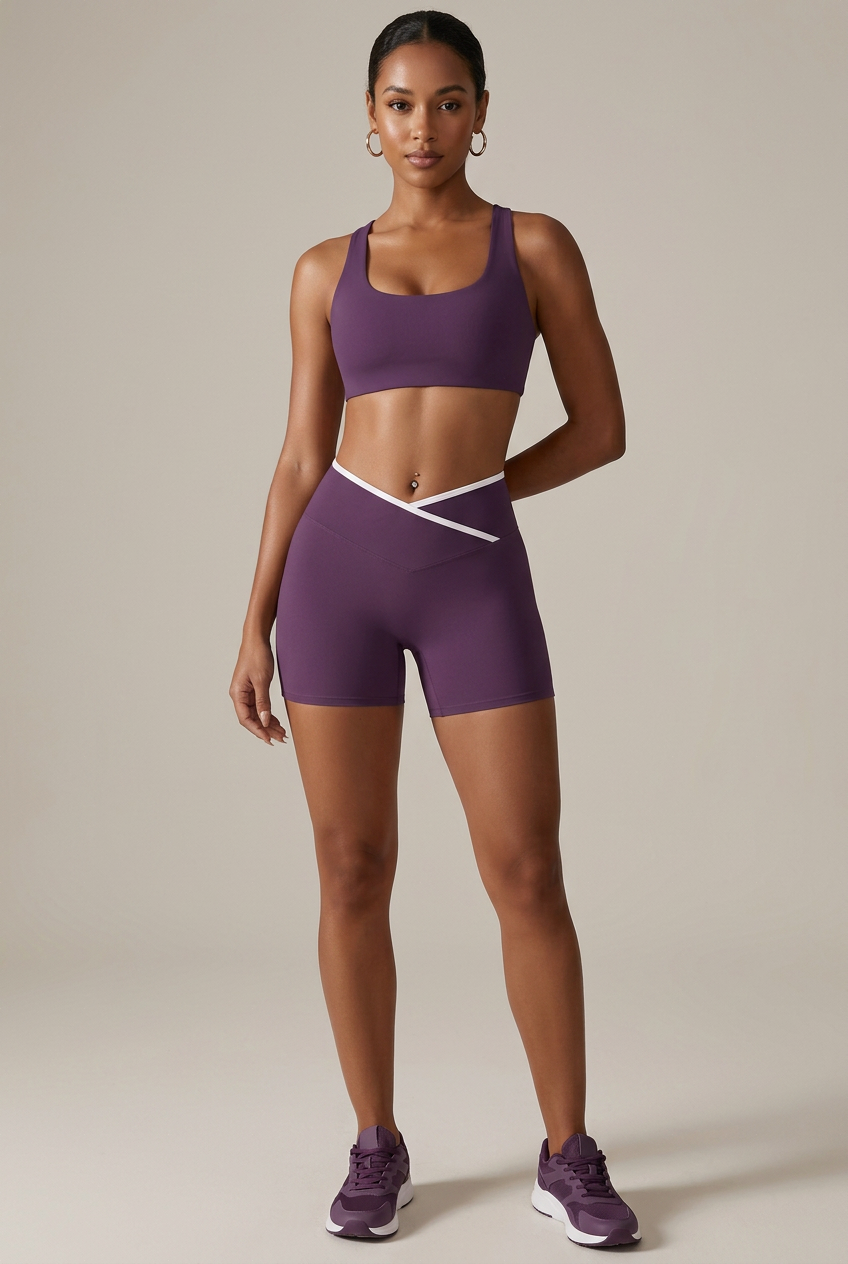 Women's Quick-Dry Yoga Workout Shorts – V-Waist Cross-Back, Butt-Lifting Moisture-Wicking Activewear