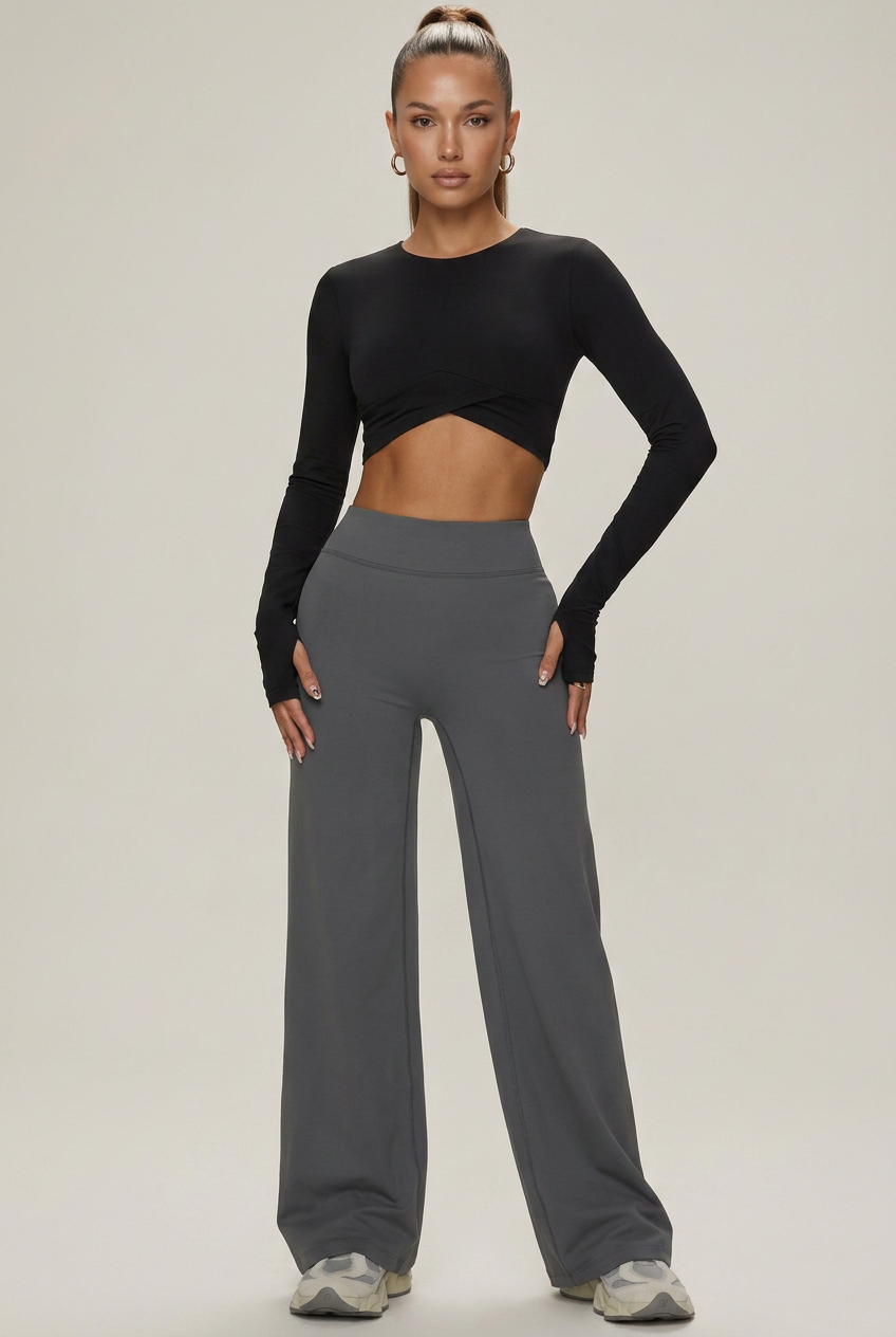 Women's High-Waist Straight-Leg Yoga Pants – Full-Length Slimming Activewear, Butt-Lifting Fitness Bottoms