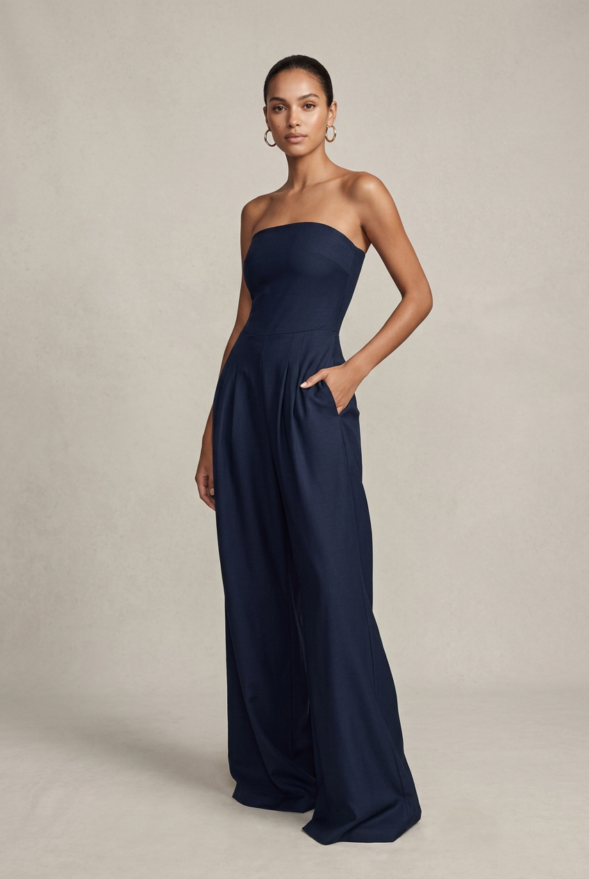 Women's Backless Sleeveless Jumpsuit – Elegant Slim-Fit, Elastic Waist, Straight-Leg Polyester