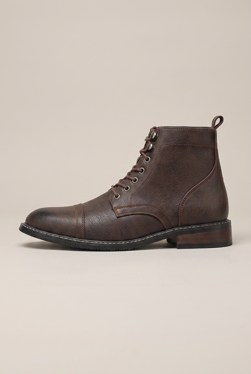 Tycho | Retro Lace-Up Martin Boots Men's Round Toe Wedge Work Boots