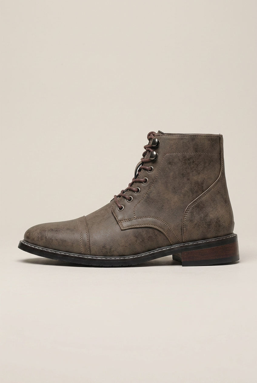 Tycho | Retro Lace-Up Martin Boots Men's Round Toe Wedge Work Boots