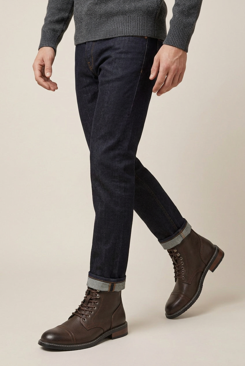 Tycho | Retro Lace-Up Martin Boots Men's Round Toe Wedge Work Boots
