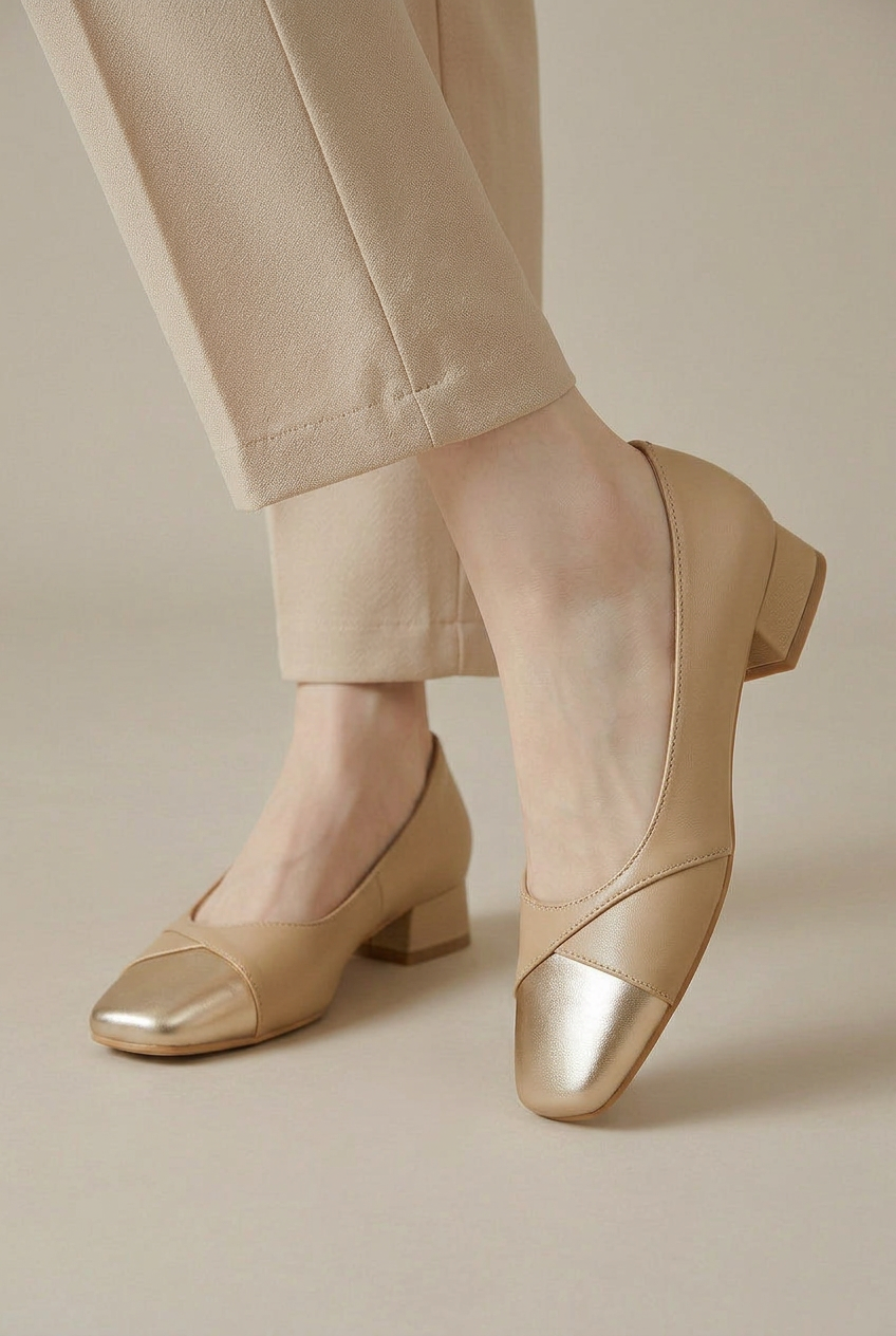 Women's Retro Square Toe Mary Janes – Genuine Leather Chunky Block Heel Slip-On Pumps
