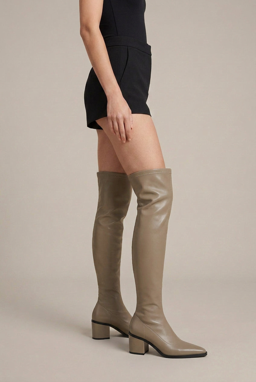 Selene | Women's Over-The-Knee Block Heel Boots – Pointed Toe Slip-On Tall Shaft Fashion Boots
