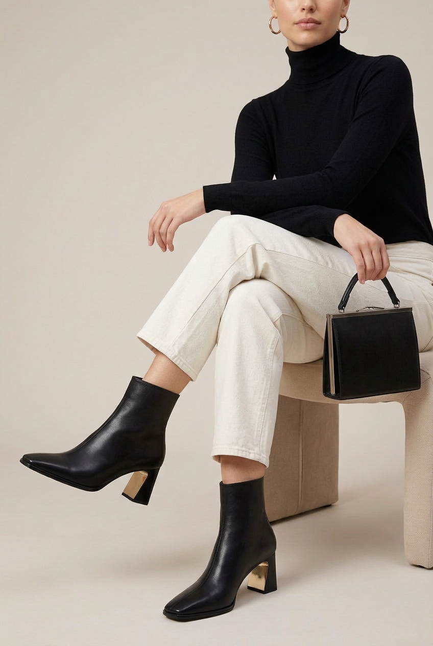 Serena | Square Toe Thick Heel Chelsea Boots French Maillard Stretch Ankle Boots