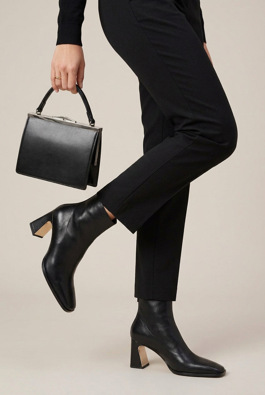 Serena | Square Toe Thick Heel Chelsea Boots French Maillard Stretch Ankle Boots